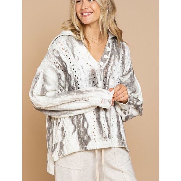 🌪POL HAND DIP DYED GREY MULTI SWEATER - Picture 5 of 9